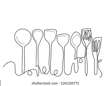 Continuous line drawing of Kitchen appliances