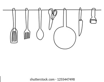 Continuous line drawing of Kitchen appliances