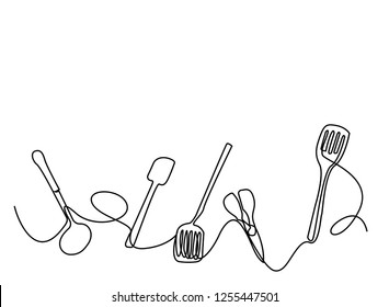 Continuous line drawing of Kitchen appliances