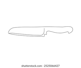 Dibujo de línea continua de cuchillo de cocina. Ilustración de una sola línea de diseño de cuchillo. Utensilio, afilado, concepto de equipo de cocina. Esquema editable