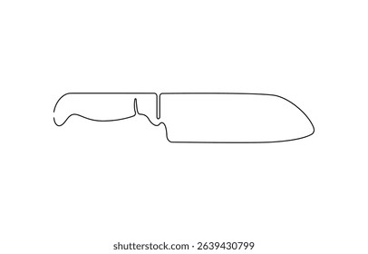Continuous line drawing of kitchen knife. Single line illustration of knife design. Utensil, sharp, kitchen equipment,  utensils drawing in one continuous line .