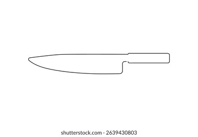 Continuous line drawing of kitchen knife. Single line illustration of knife design. Utensil, sharp, kitchen equipment,  utensils drawing in one continuous line .