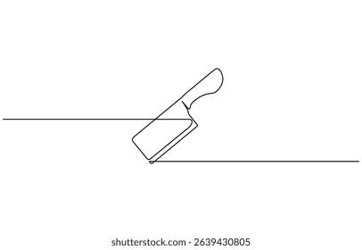 Continuous line drawing of kitchen knife. Single line illustration of knife design. Utensil, sharp, kitchen equipment,  utensils drawing in one continuous line .