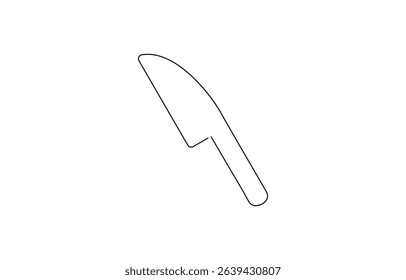Continuous line drawing of kitchen knife. Single line illustration of knife design. Utensil, sharp, kitchen equipment,  utensils drawing in one continuous line .