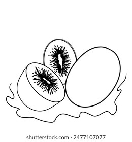 dibujo de línea continua de kiwi aislado sobre fondo transparente. Ilustración vectorial
