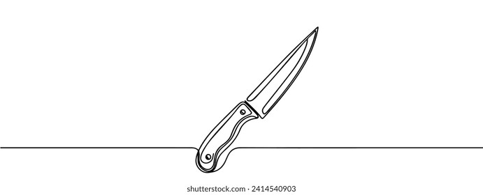 Continuous line drawing of knife. Knife linear icon. One line drawing background. Vector illustration. Knife continuous line icon