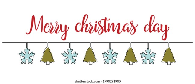 Continuous line, drawing of Label label Christmas spruce star symbol vector illustrations.