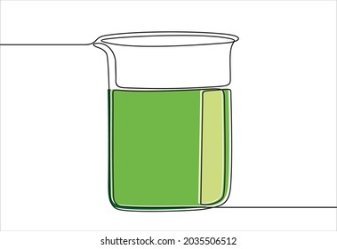 continuous line drawing of Laboratory glassware isolated over white background