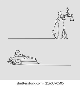 continuous line drawing of lady justice blindfolded