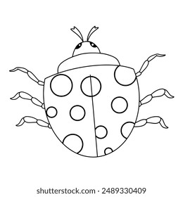 Continuous line drawing of a Ladybug isolated on white background. Hand drawn doodle vector illustration.
