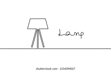 Continuous line drawing of lamp lampshade, object one line, single line art, vector illustration