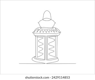 Línea Continua De Dibujo De La Linterna. Una Línea De Linterna. Ilustración de línea continua de luz de linterna. Contorno editable.
