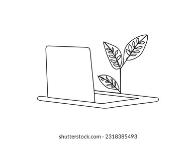 dibujo de línea continua de un ordenador portátil