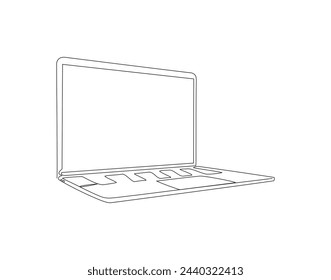 Línea Continua De Dibujo De Ordenador Portátil. Una Línea De Gadget De Portátil. Portátil Línea De Arte Continuo. Contorno Editable.