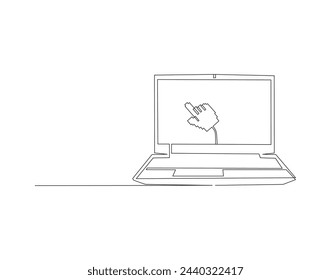 Continuous Line Drawing Of Laptop Computer. One Line Of Laptop Gadget. Laptop Continuous Line Art. Editable Outline.