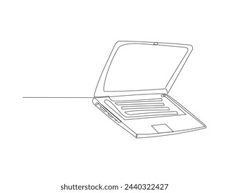 Continuous Line Drawing Of Laptop Computer. One Line Of Laptop Gadget. Laptop Continuous Line Art. Editable Outline.