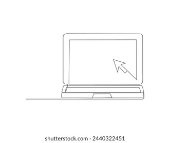 Continuous Line Drawing Of Laptop Computer. One Line Of Laptop Gadget. Laptop Continuous Line Art. Editable Outline.