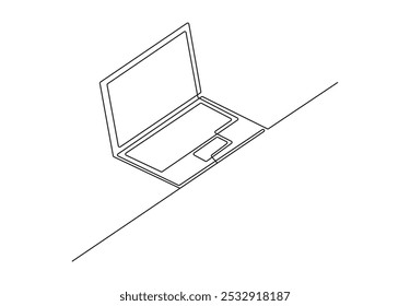 Continuous line drawing of laptop gadget or computer business concept vector illustration