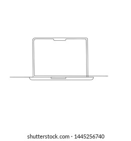 continuous line drawing of laptop. isolated sketch drawing of laptop line concept. outline thin stroke vector illustration