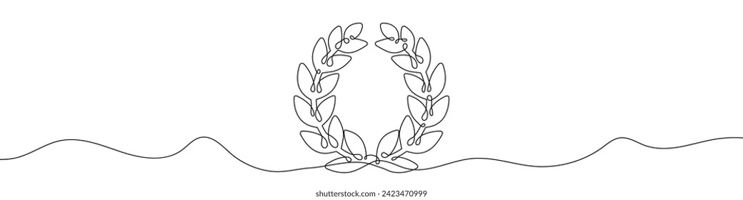 Dibujo continuo de la corona laurel. Fondo de dibujo de una línea. Ilustración vectorial. Icono de la corona de laurel de una sola línea.