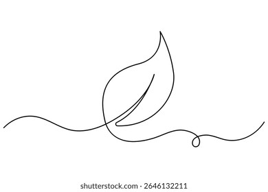 Kontinuierliche Linienzeichnung eines Blattes in minimalem einzeiligem Vektorstil für Natur- und Ökodesigns

