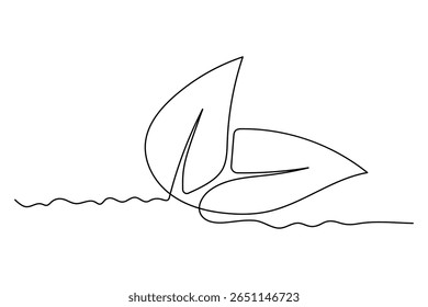 Continuous line drawing of a leaf in minimal single line vector style for nature and eco designs
