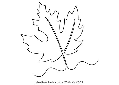 Continuous Line Drawing Of Leaf Single Line Icon outline vector illustration

