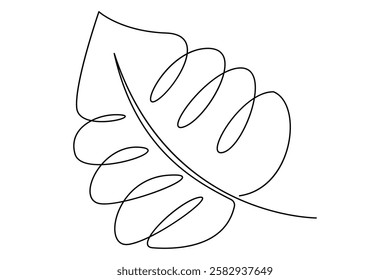 Continuous Line Drawing Of Leaf Single Line Icon outline vector illustration

