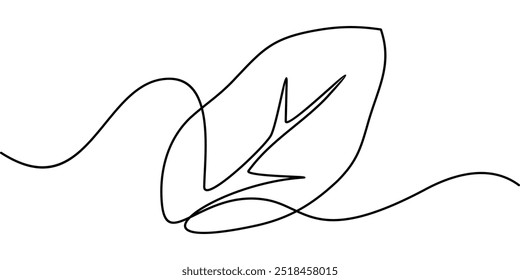 continuous line drawing of a leaf symbol. abstract line art illustration