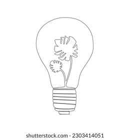 continuous line drawing of leaves inside lights