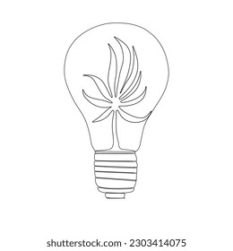 continuous line drawing of leaves inside lights
