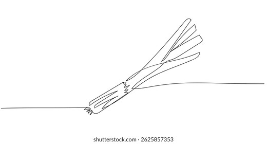 Linha contínua desenhando alho-poró isolado no fundo branco. Ilustração do minimalismo alimentar.