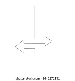 continuous line drawing of left righ arrows. isolated sketch drawing of left righ arrows line concept. outline thin stroke vector illustration