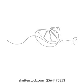 continuous line drawing of lemon fruit slice or orange fruit slice. Single line concept of orange fruit slice in scribble style on white background. Vector illustration