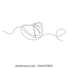 continuous line drawing of lemon fruit slice or orange fruit slice. Single line concept of orange fruit slice in scribble style on white background. Vector illustration