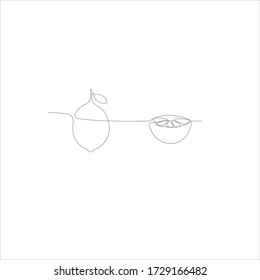 Continuous line drawing of lemon. Template for your design. Vector illustration.