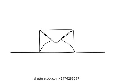 Continuous line drawing of letter. Mail icon. Vector one line illustration envelope