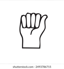 continuous line drawing of the letter A sign language hand