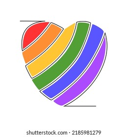 Continuous line drawing of LGBT heart. Love concept. Vector illustration