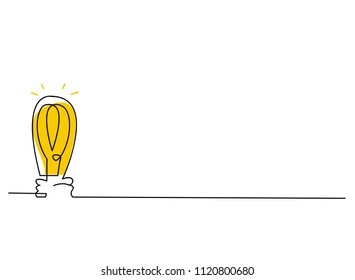 continuous line drawing of light bulb or idea metaphor vector illustration