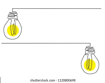 continuous line drawing of light bulb or idea metaphor vector illustration