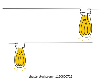 continuous line drawing of light bulb or idea metaphor vector illustration