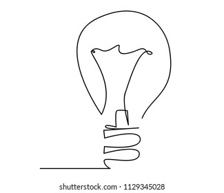 continuous line drawing of light bulb or idea metaphor vector illustration