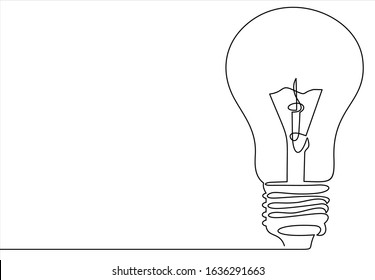 continuous line drawing of light bulb or idea