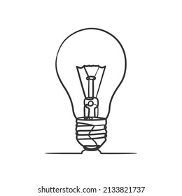 Dibujo continuo de la idea del símbolo de la bombilla. Diseño minimalista de dibujo de una línea de bombilla