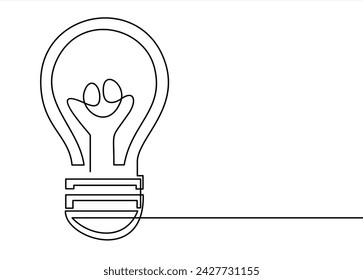 	
Continuous line drawing. Light bulb of business ideas concept. Vector illustrations	
