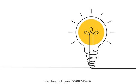 Continuous line drawing light bulb