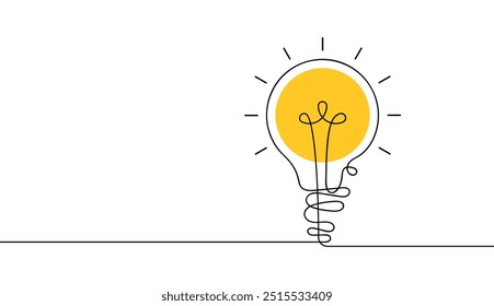 Continuous line drawing light bulb