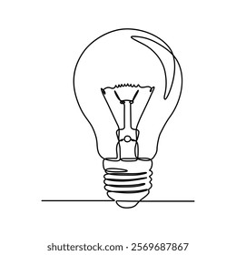 Continuous line drawing of light bulb. . Vector illustration. Single line electric lamp icon