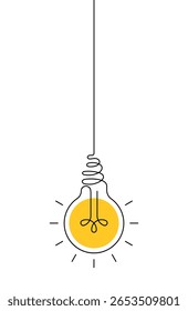 Continuous line drawing light bulb. Concept of idea